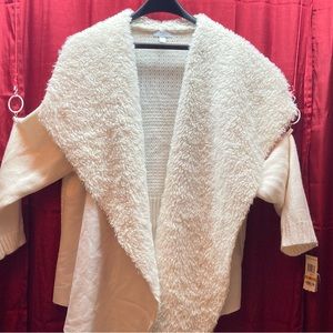 SOLD - Women’s Charter Club Knit White Faux Fur Cardigan Sweater 3X Plus NWT